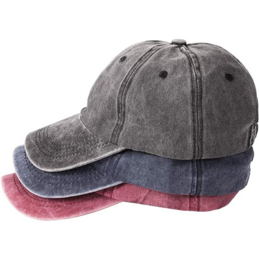 3 Pack Washed Baseball Cap Adjustable Dad Hat Cotton Unstructured Hats Men Women